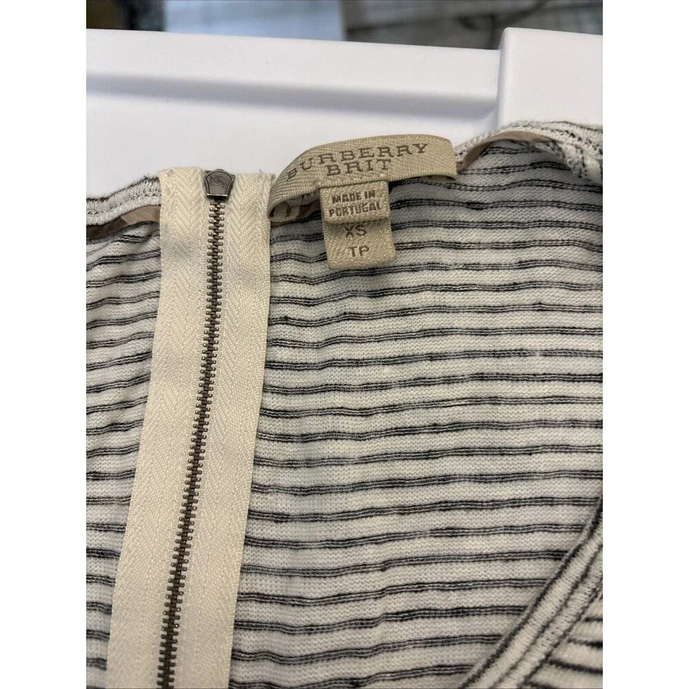 Burberry Brit Sz Scoop Neck Top Zipper Back Linen Blend - Picture 2 of 5